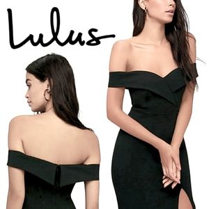 Lulus Black Off The Shoulder Dress with Thigh Slit Size Small